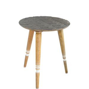Beistelltisch Beistelltisch, Mango Holz, Tischplatte grau Holzfüsse Holz natur