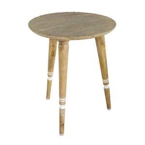 Beistelltisch Beistelltisch, Mango Holz, Tischplatte grau Holzfüsse Holz natur