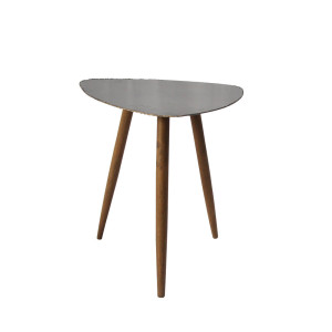 Beistelltisch, graue MDF Tischplatte,  3 Holzfüße natur max. 8kg