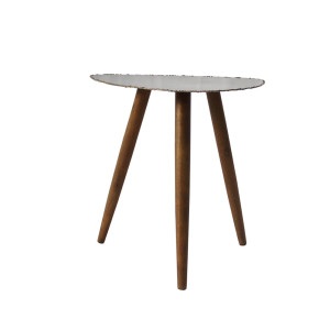 Beistelltisch, graue MDF Tischplatte,  3 Holzfüße natur max. 8kg