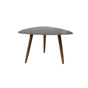 Beistelltisch, graue MDF Tischplatte,  3 Holzfüße natur max. 8kg