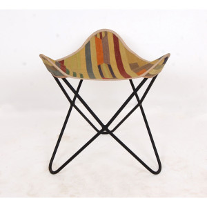 Fußhocker, Gestell Metall,  Bezug Canvas bunt