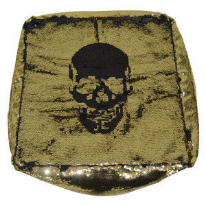Beanbag, Glitzerbezug, schwarz-gold mit Totenkopf Füllung 100L EPS max.150kg