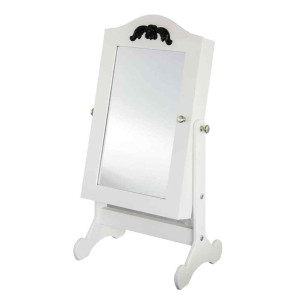 Schmuckschrank, MDF weiß, 1 Tür, Spiegel, MDF weiß, H 57 cm