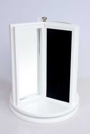 Schmuckschrank, MDF weiss, 1 Türe mit Spiegel, Drehsockel