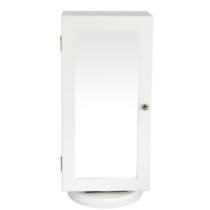 Schmuckschrank, MDF weiss, 1 Türe mit Spiegel, Drehsockel