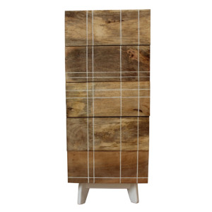 Schrank Kommode, 1 Türe, Mango Holz, MDF, natur, weiße Holzfüsse Holz natur