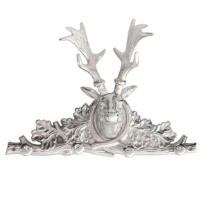 Wandgarderobe, Hirsch-Design, silber, L 39 cm