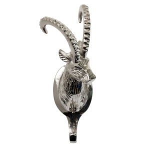 Garderobe, Wandhaken, Steinbock, silber, L 4 cm