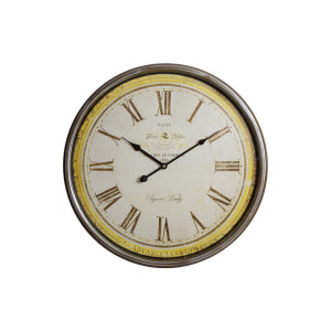 Wanduhr Wanduhr, Eisen gold, Rückseite MDF natur,Glasfront IRON goldfarben