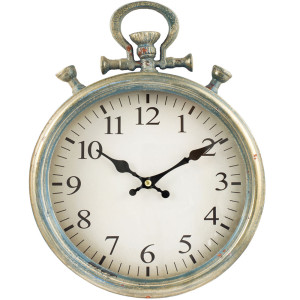 Wanduhr, Eisen, antikblau, Höhe 34,5 cm