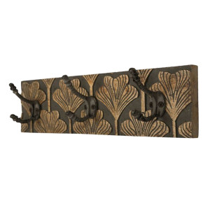 Wandgarderobe, Holz, geschnitzte Verzierung, L 39 cm