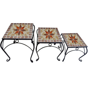 3er Set Mosaik Blumenhocker, quadratisch EREBUS