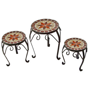 3er Set Mosaik Blumenhocker, rund FUJI