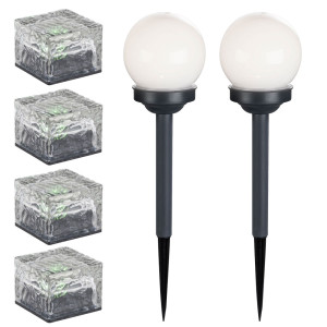 6er Set LED Solar Steckleuchten und Eiswürfel