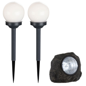 LED Solarleuchten in Stein und Kugelform