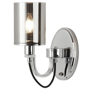 Wandlampe mit Rauchglas Lampenschirm in Chrom CATALINA