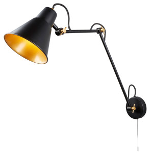 Verstellbare Wandleuchte in schwarz gold, Höhe 77 cm