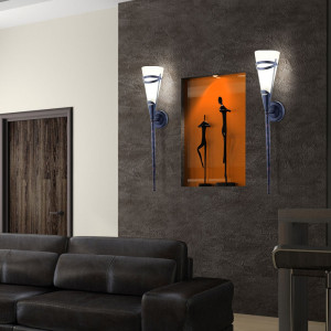 LED Wandlampe aus satiniertem Glas, Höhe 71 cm RUSTICA II
