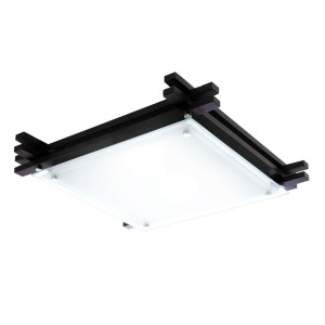 RGB LED Deckenleuchte, Holz schwarz, Glas satiniert, EDISON
