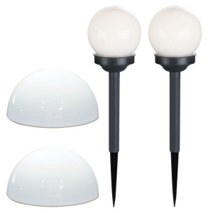 4er Set LED Solar Außenleuchten in Kugel- und Halbkugel Form