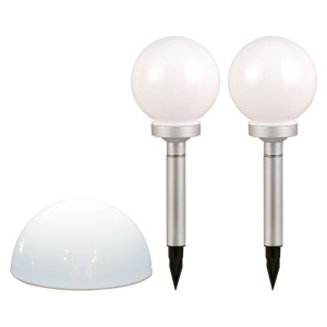 3er Set LED Solarleuchten in Kugel- und Halbkugel Design