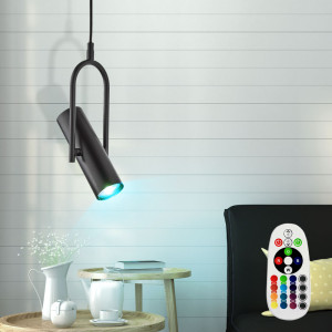 RGB LED Scheinwerfer Pendellampe, matt schwarz, Höhe 120 cm