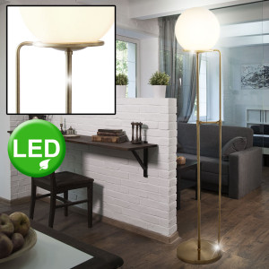 Messing LED Tischleuchte, Glaskugel, Höhe 145 cm
