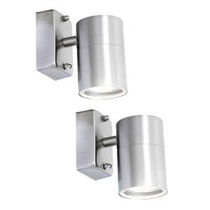 2er Set LED Edelstahl Wandleuchten, Höhe 10,5 cm STYLE