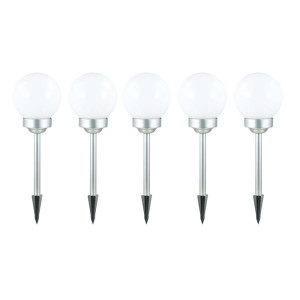 5x LED Solar Steckleuchten, Kugel Durchmesser 15 cm