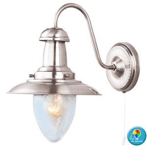 RGB LED Wandlampe in silber, Höhe 27 cm, FISHERMAN