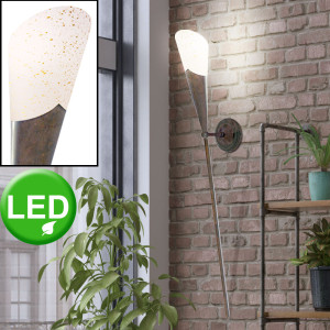 Rustikale LED Wandfackel, Glas amber, braun, Höhe 84,5 cm