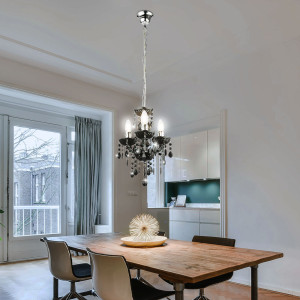 LED Kristall Kronleuchter in schwarz, Höhe 122 cm