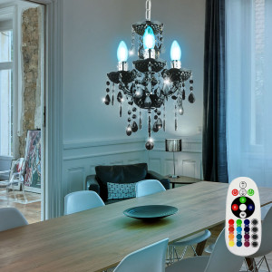 RGB LED Kristall Kronleuchter in schwarz, Höhe 122 cm
