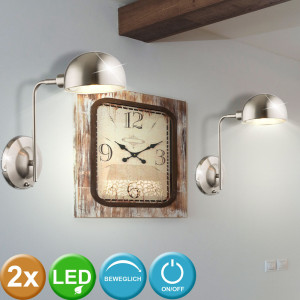 2er Set LED Wandlampen in silber-metallic NOSY
