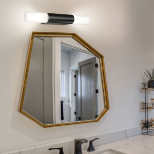 LED Wandlampe in schwarz mit Glasschirmen , Länge 43 cm