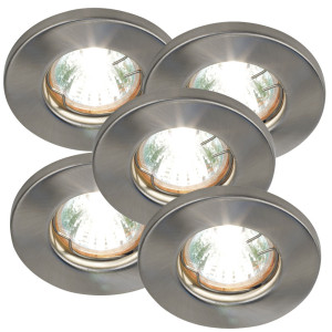5er Set Einbaustrahler aus Metall in silber