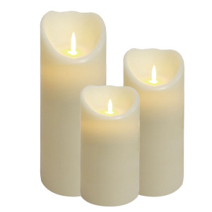 3er Set LED Kerzen Licht aus Wachs, VIGGA
