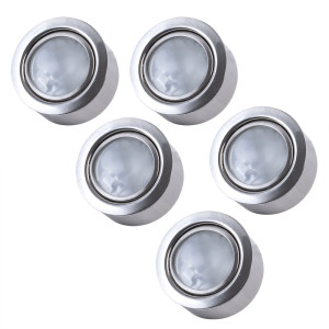 Einbauspots, 5er Set, gebürsteter Stahl, IP44