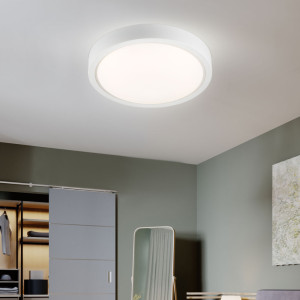 LED Deckenleuchte, Metall weiß, rund, 25 cm