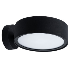 Wandlampe, Metall, Glas, schwarz, weiß opal, IP44