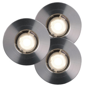3er Set LED Einbaustrahler mit Kabel und Stecker, rund PLUTO