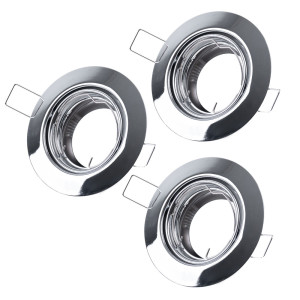 3er Set Einbauleuchten, chrom, beweglich, IP23, D 9 cm