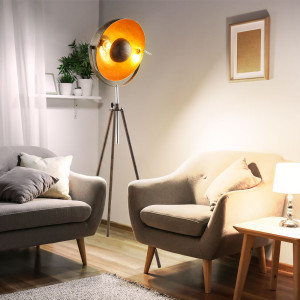 Stehlampe, beweglicher Spot, rostfarben gold, Höhe 179 cm