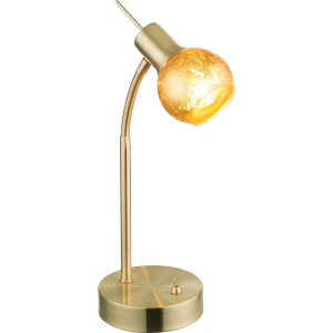 Tischleuchte, Flexo-Arm, Messing, Glas, gold, H 36 cm