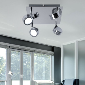 LED Deckenlampe, Metall, silber, verstellbar, L 22 cm
