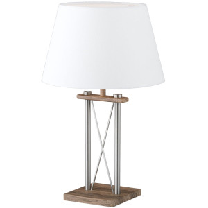 Tischlampe, Holzoptik mit weißem Textilschirm, Höhe 45 cm,  X