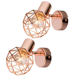 2er Set LED Wandleuchte in Kupfer-Kugelgeflecht XARA