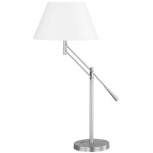 Tischlampe, Metall mit weißem Textilschirm, Höhe 62 cm,  LEVER