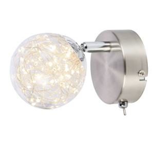 LED Wandleuchte, Chrom, Glas, beweglicher Spot, H 12 cm